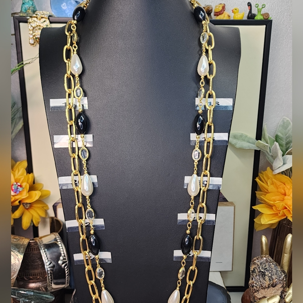 EUC Goldtone Necklace Double Strand 36" - Picture 2 of 7
